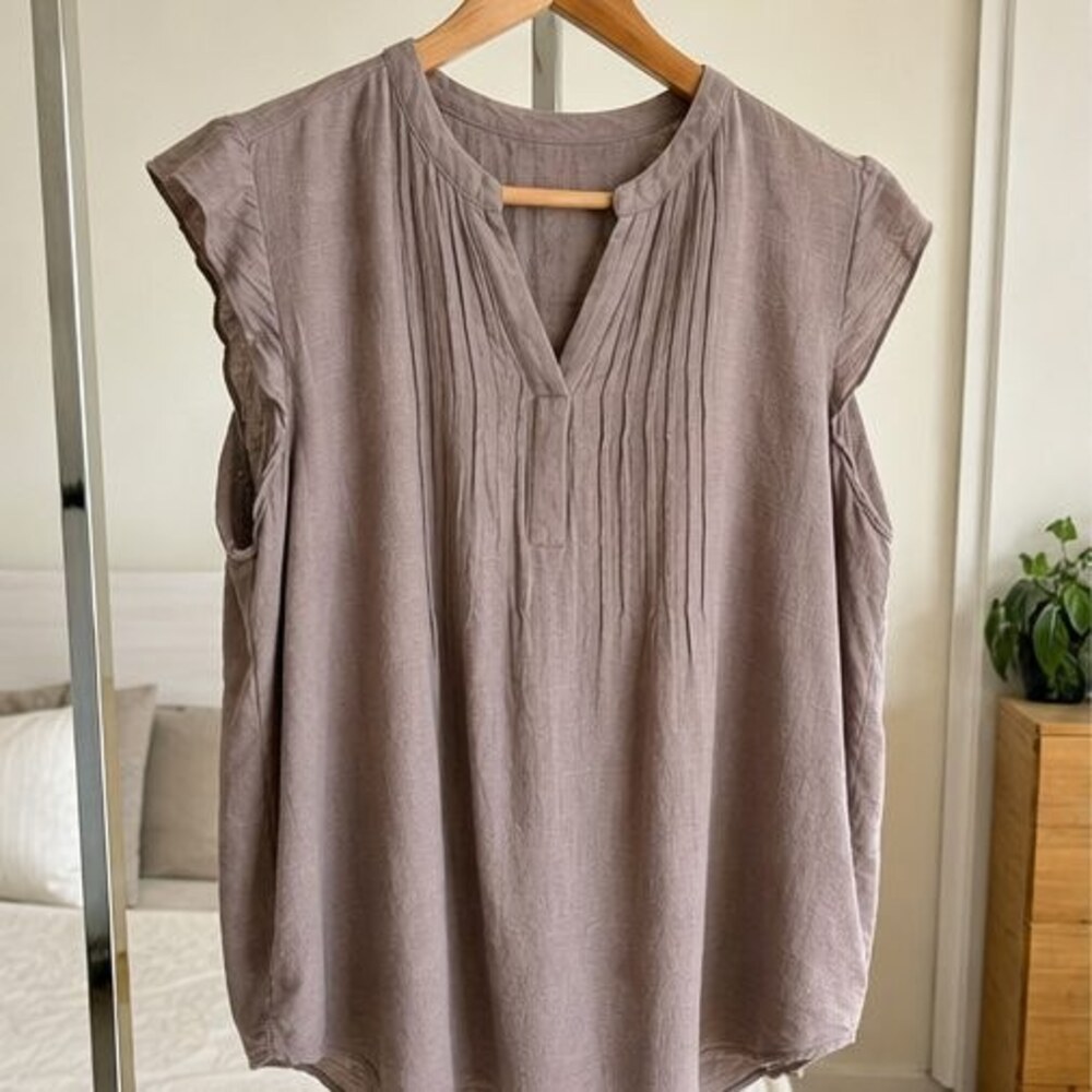 Taupe Pleated Blouse